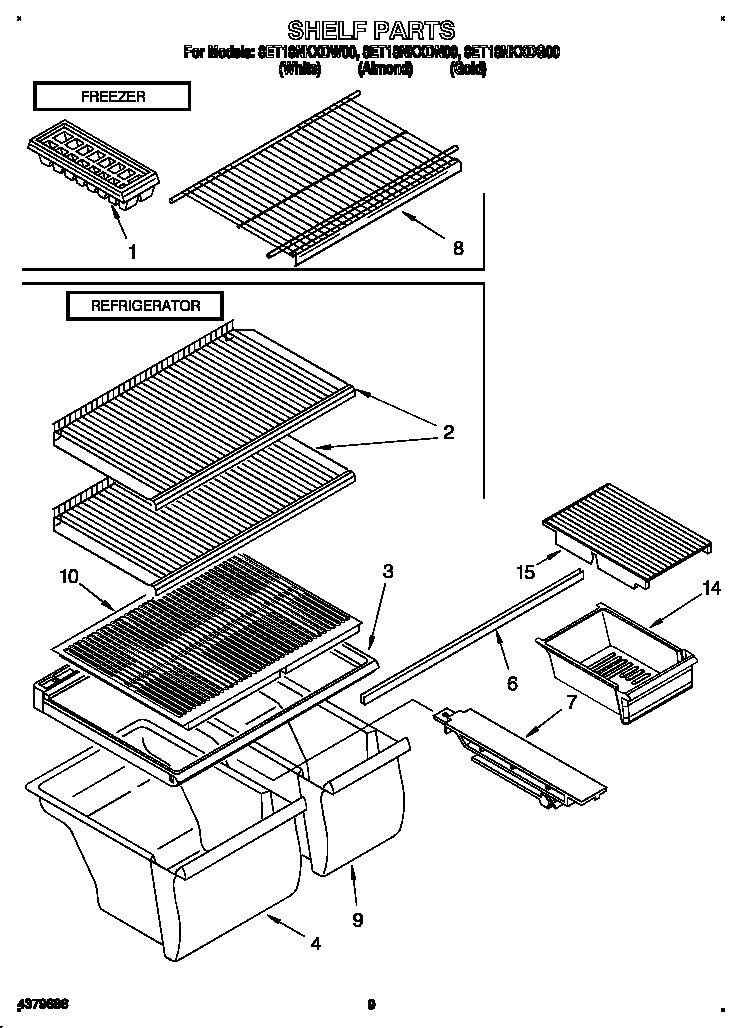 Whirlpool 8ET18NKXDG00 shelf diagram