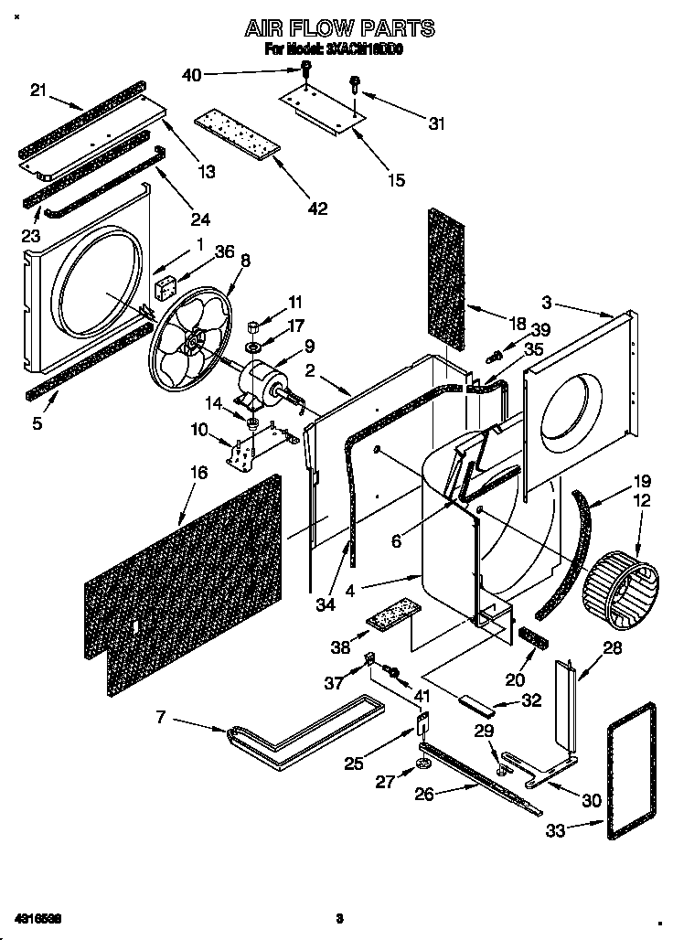 Whirlpool 3XACM18DD0 air flow diagram