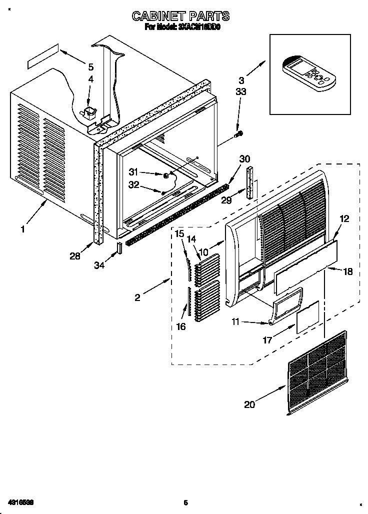 Whirlpool 3XACM18DD0 cabinet diagram