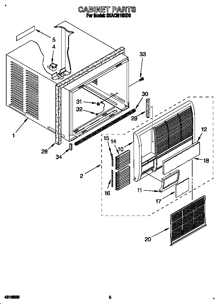 Whirlpool 3XACM18XD0 cabinet diagram