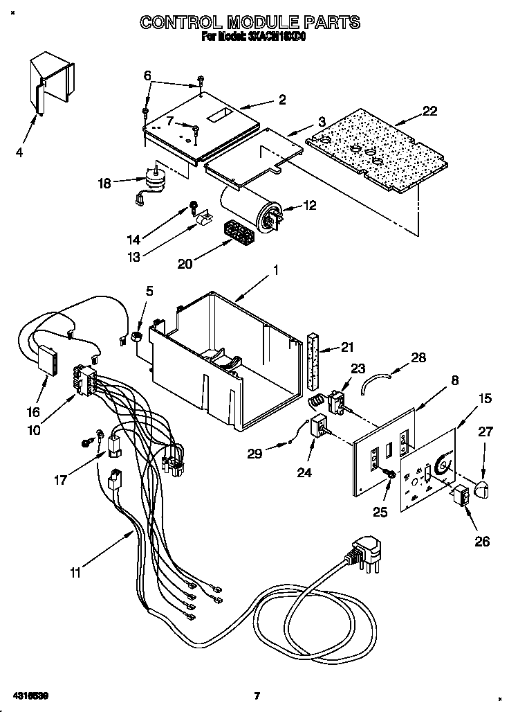 Whirlpool 3XACM18XD0 control module diagram