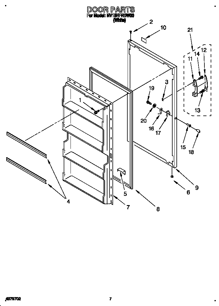 Roper RV15EFRDW00 door diagram