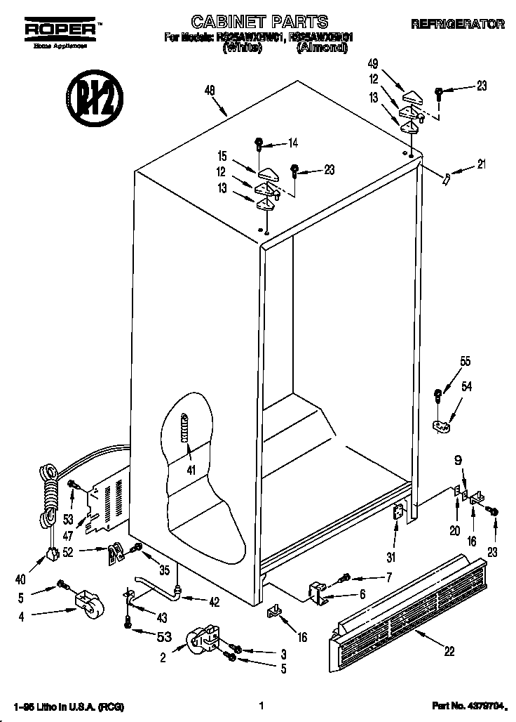 Roper RS25AWXBW01 cabinet diagram