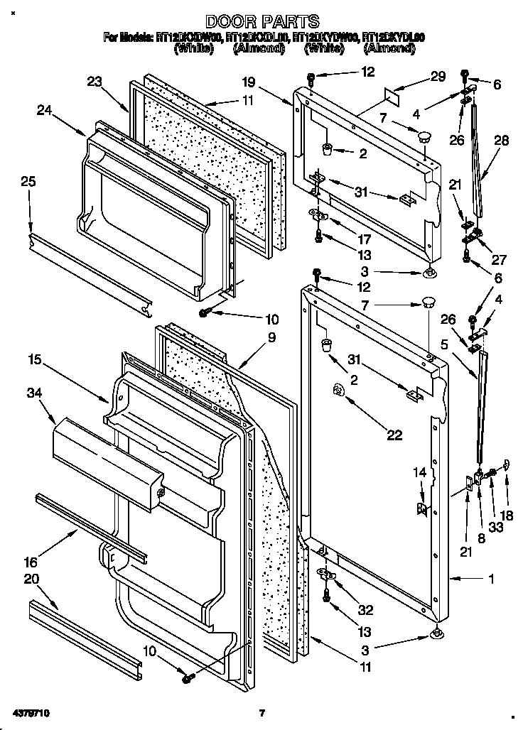 Roper RT12DKXDL00 door diagram