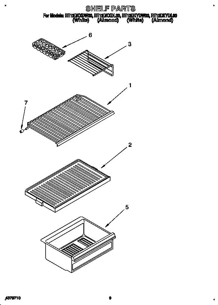Roper RT12DKXDL00 shelf diagram