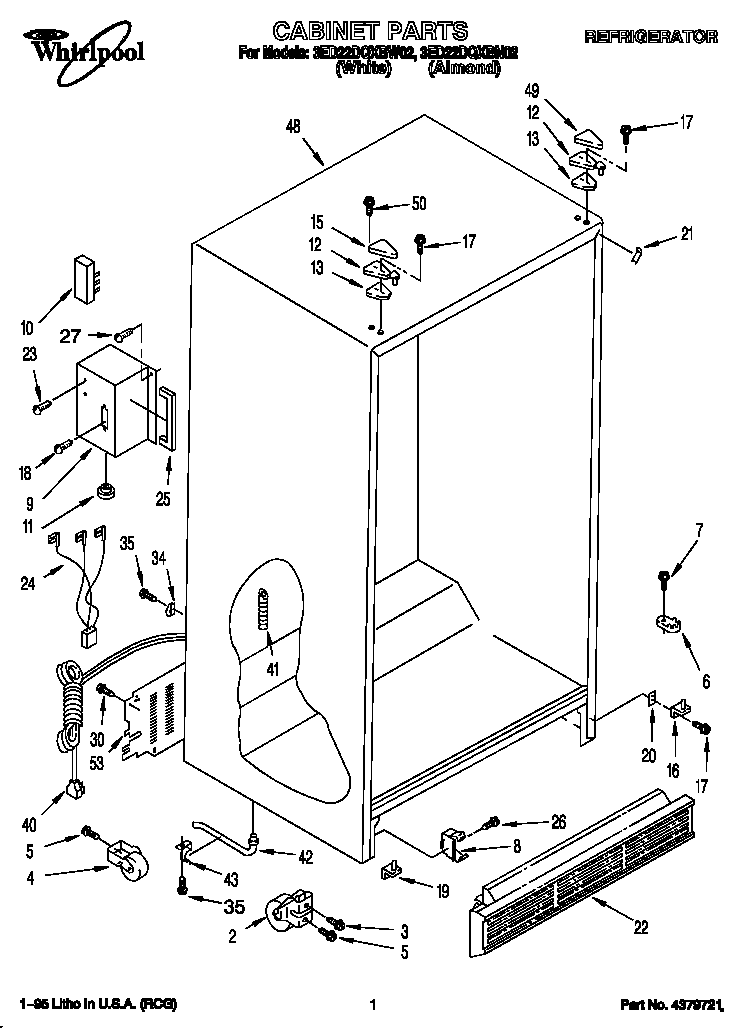 Whirlpool 3ED22DQXBN02 cabinet diagram