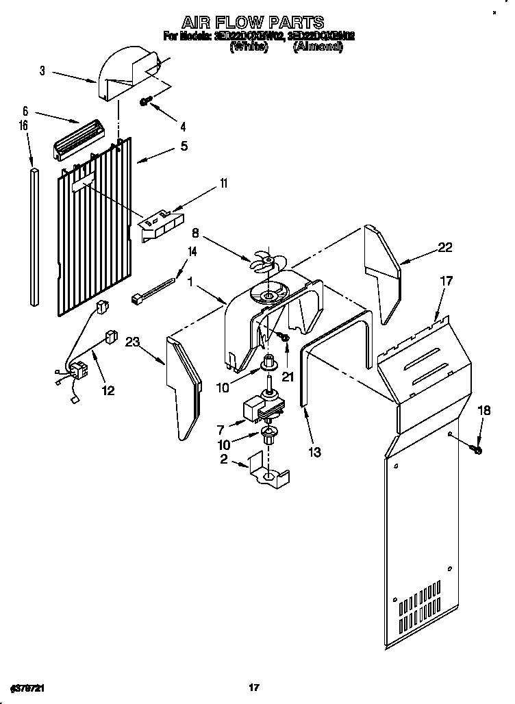 Whirlpool 3ED22DQXBN02 air flow diagram
