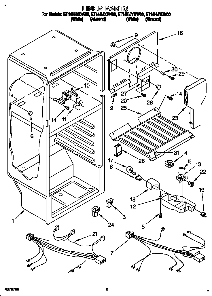 Whirlpool ET14HJYDW00 liner diagram