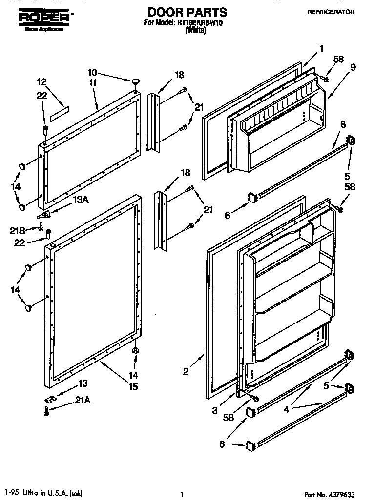 Roper RT18EKRBW10 door diagram