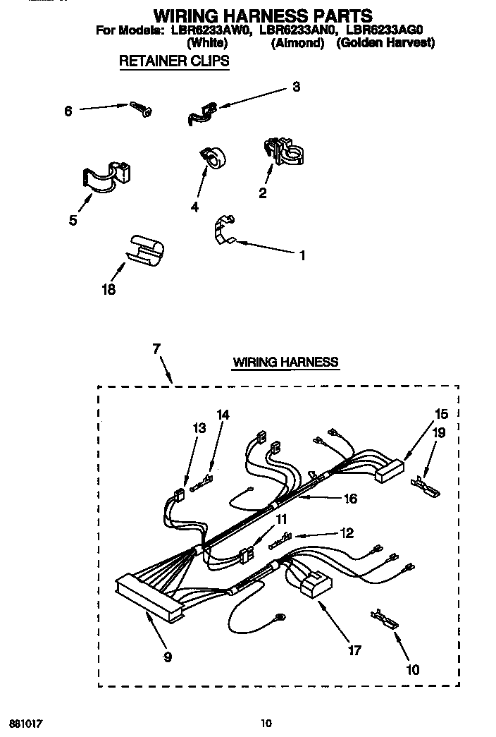 Whirlpool LBR6233AW0 wiring harness diagram