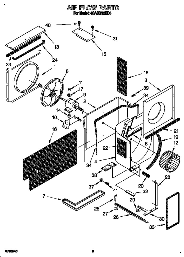 Whirlpool 4CACM12DD0 air flow diagram
