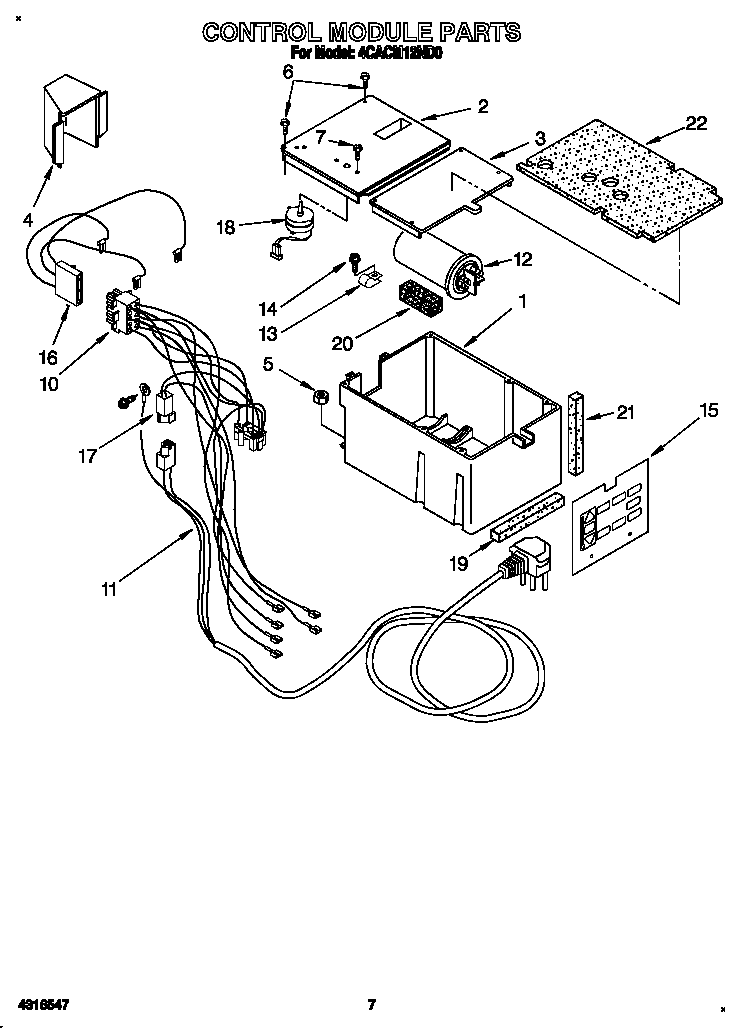Whirlpool 4CACM12ND0 control module diagram
