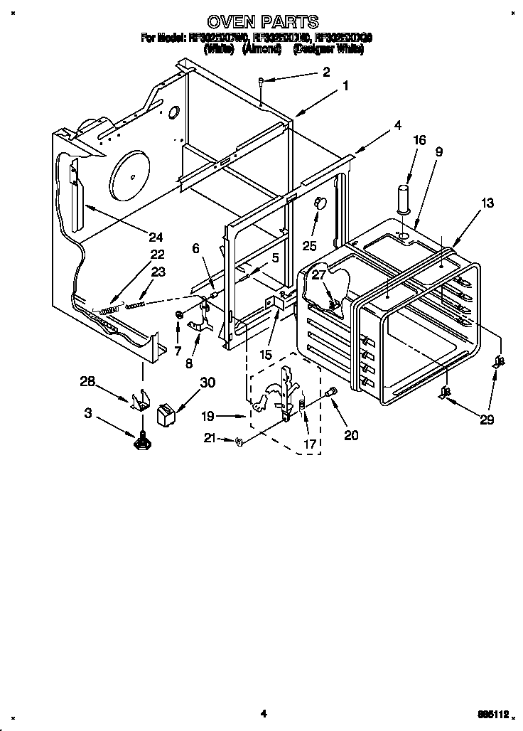 Whirlpool RF302BXDQ0 oven diagram