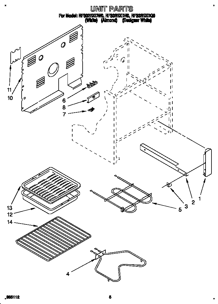 Whirlpool RF302BXDQ0 unit diagram