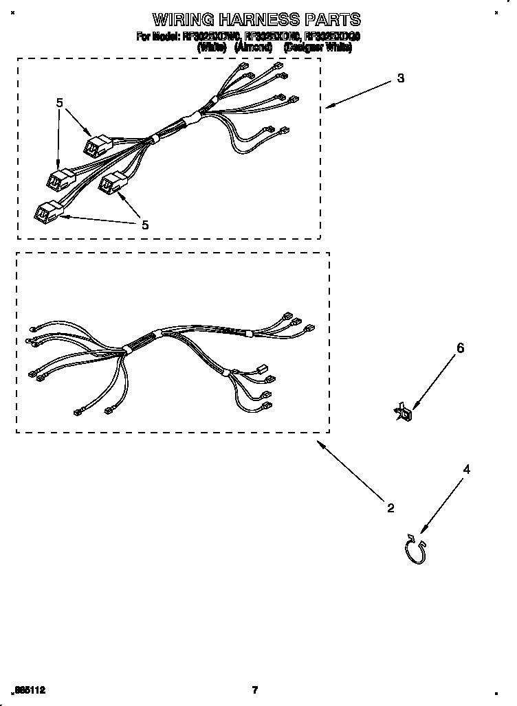 Whirlpool RF302BXDQ0 wiring harness diagram