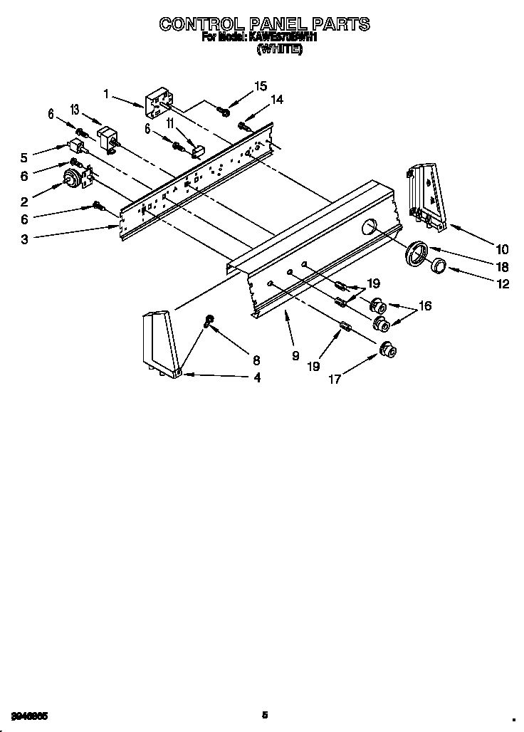 KitchenAid KAWE670BWH1 control panel diagram