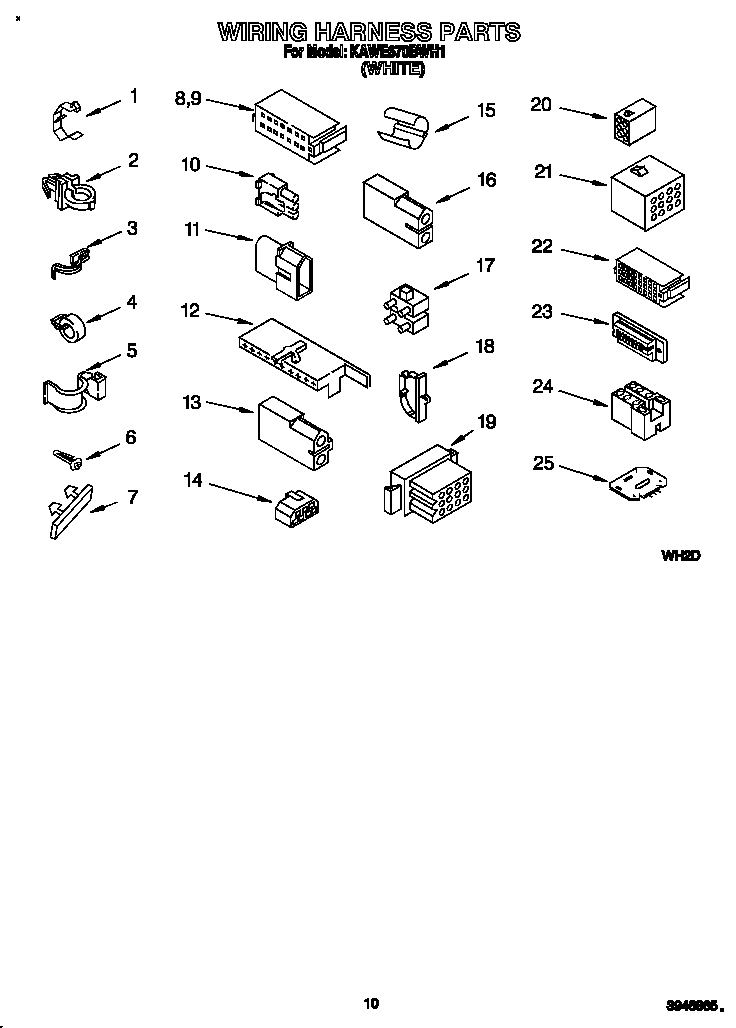 KitchenAid KAWE670BWH1 wiring harness diagram