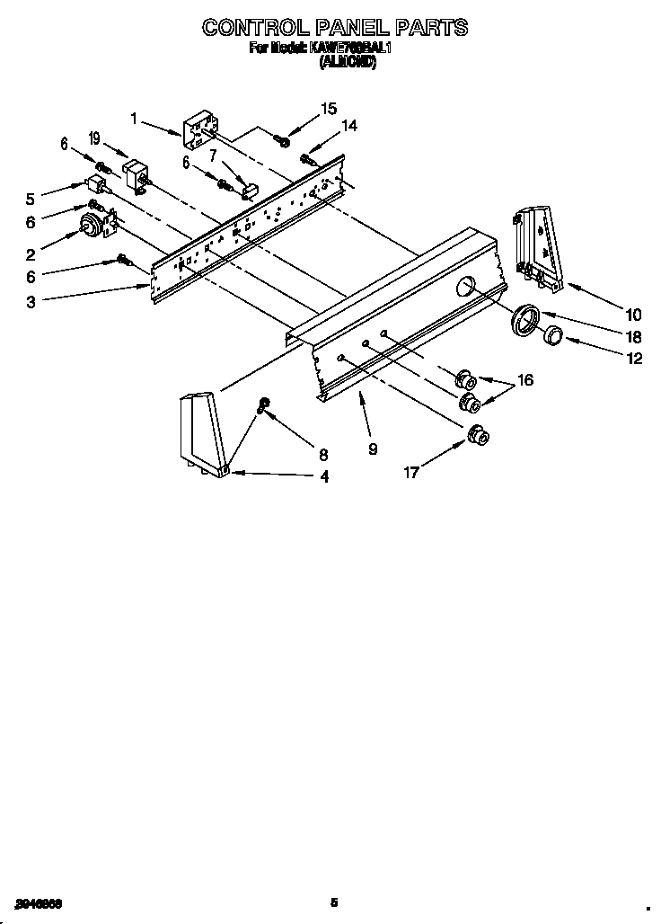 KitchenAid KAWE768BAL1 control panel diagram