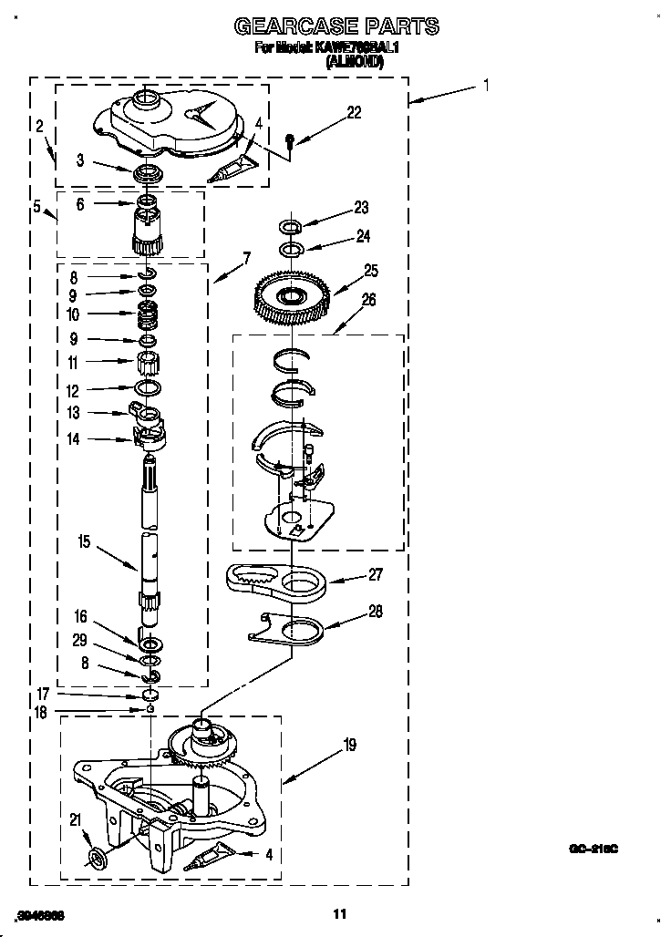 KitchenAid KAWE768BAL1 gearcase diagram