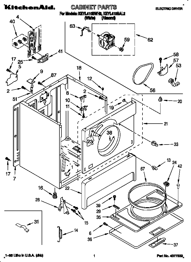 KitchenAid KEYL410BAL2 cabinet diagram