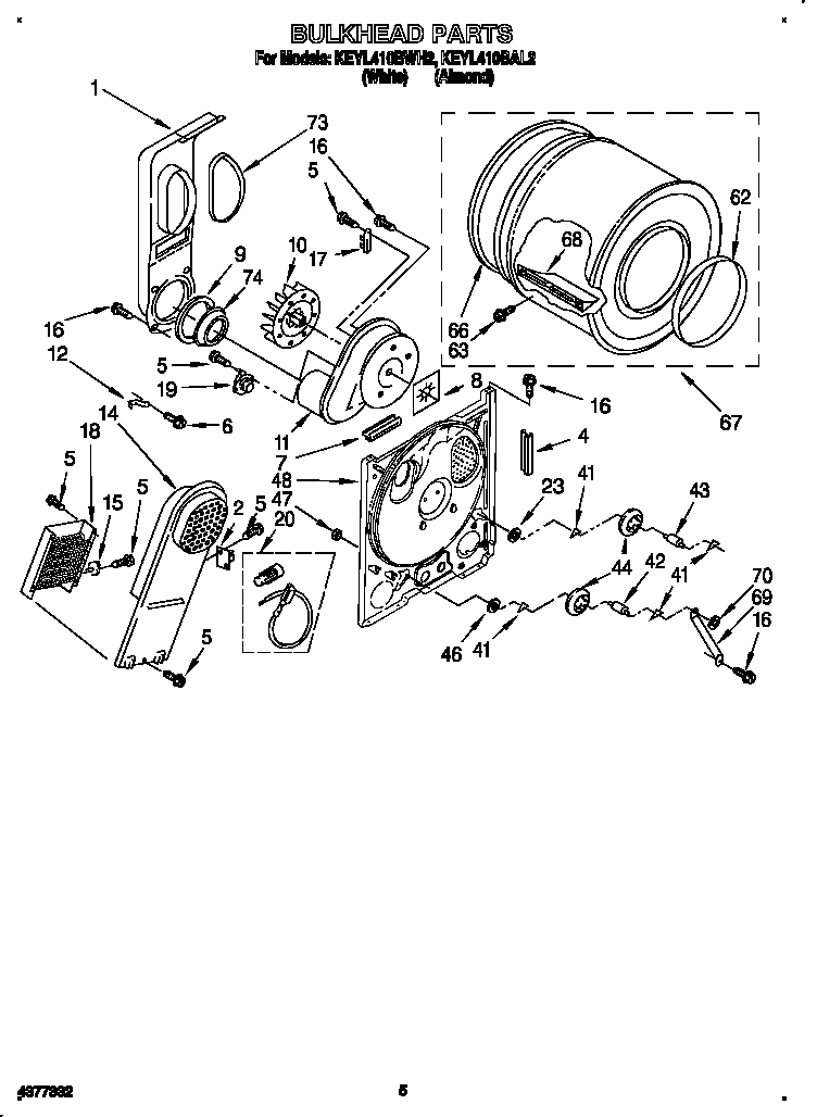 KitchenAid KEYL410BAL2 bulkhead diagram
