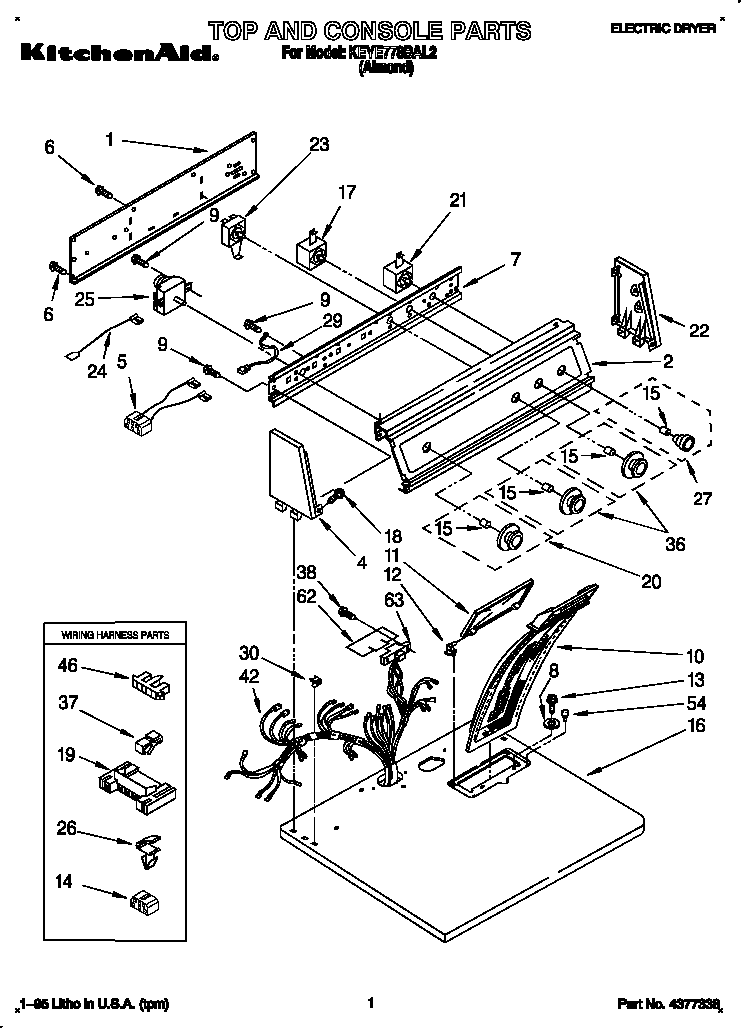 KitchenAid KEYE778BAL2 top and console diagram