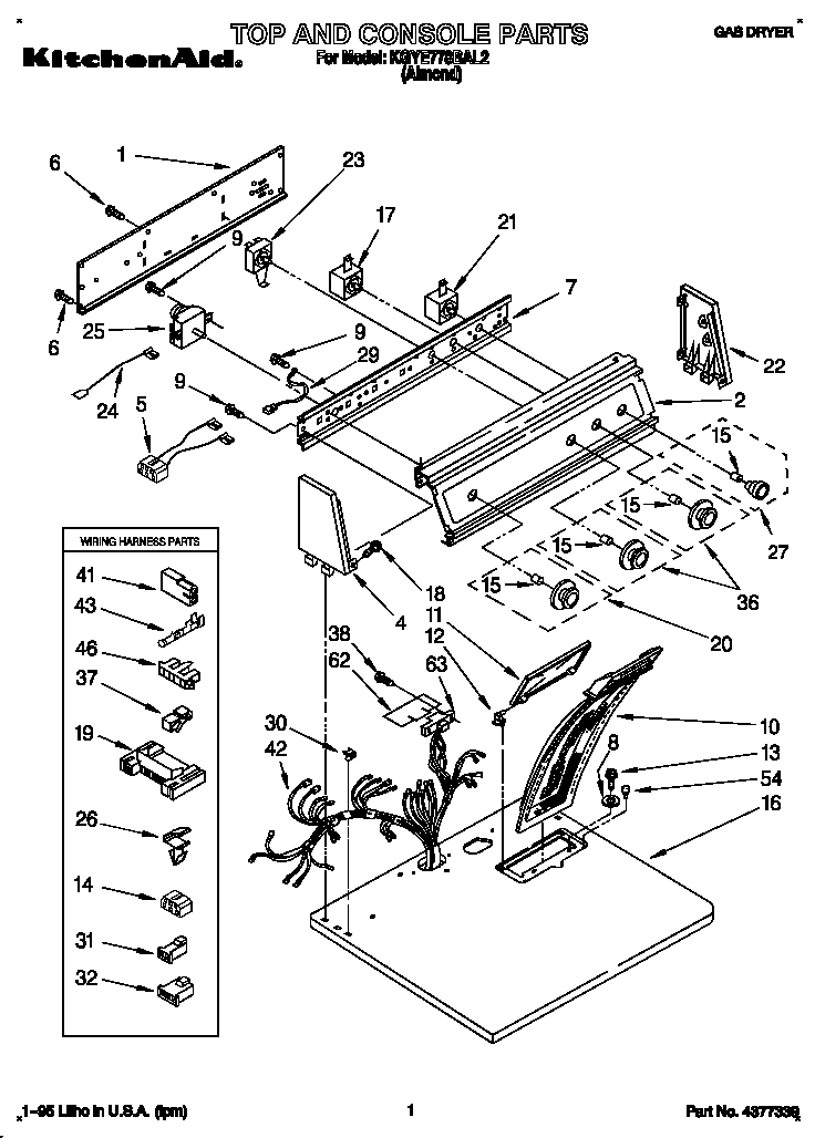 KitchenAid KGYE778BAL2 top and console diagram