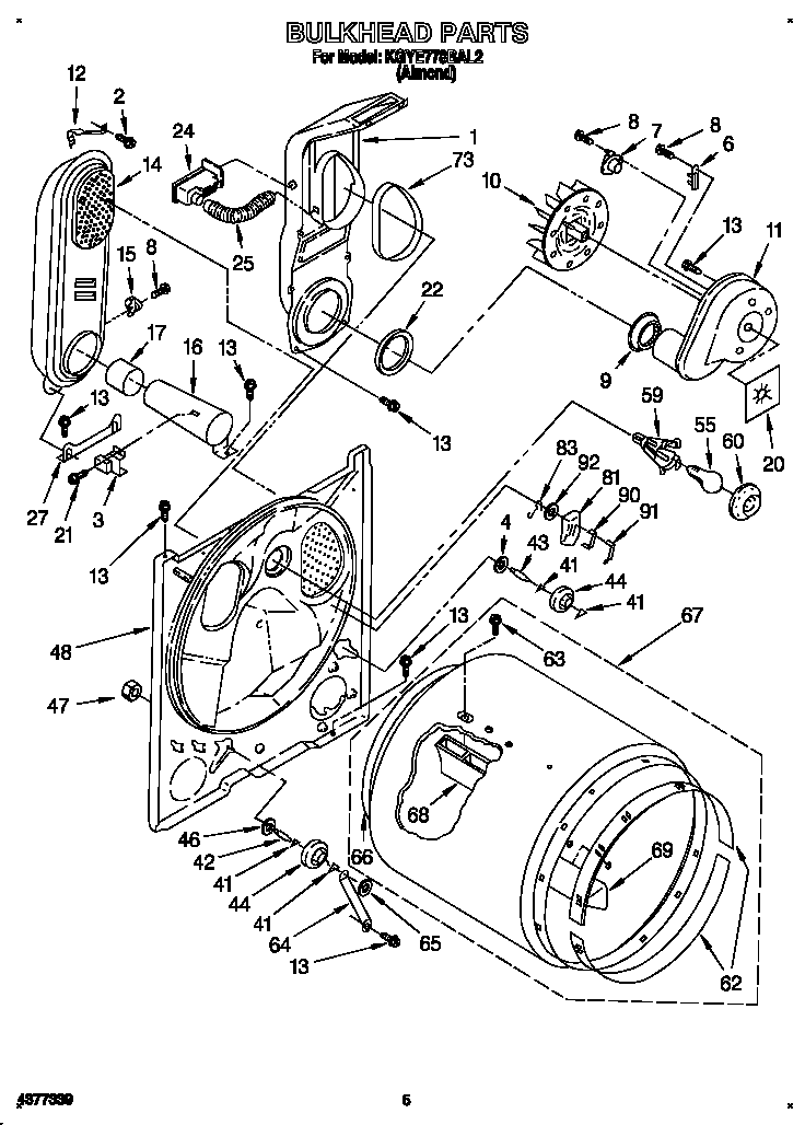 KitchenAid KGYE778BAL2 bulkhead diagram
