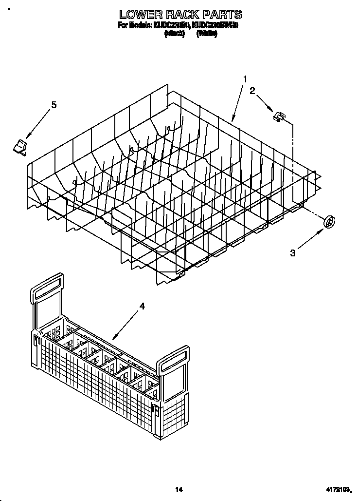 KitchenAid KUDC230B0 lower rack diagram