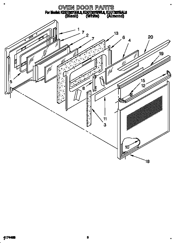 KitchenAid KDDT207BAL6 oven door diagram