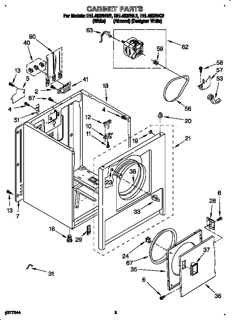 Roper REL4632BW2 cabinet diagram