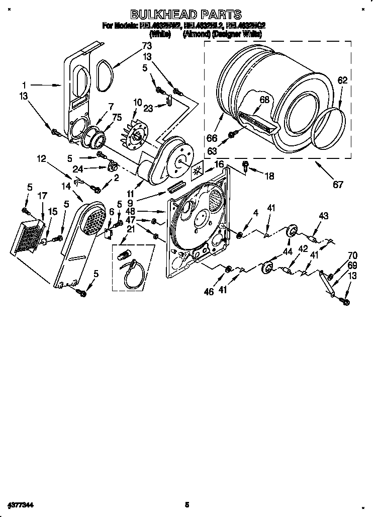 Roper REL4632BW2 bulkhead diagram