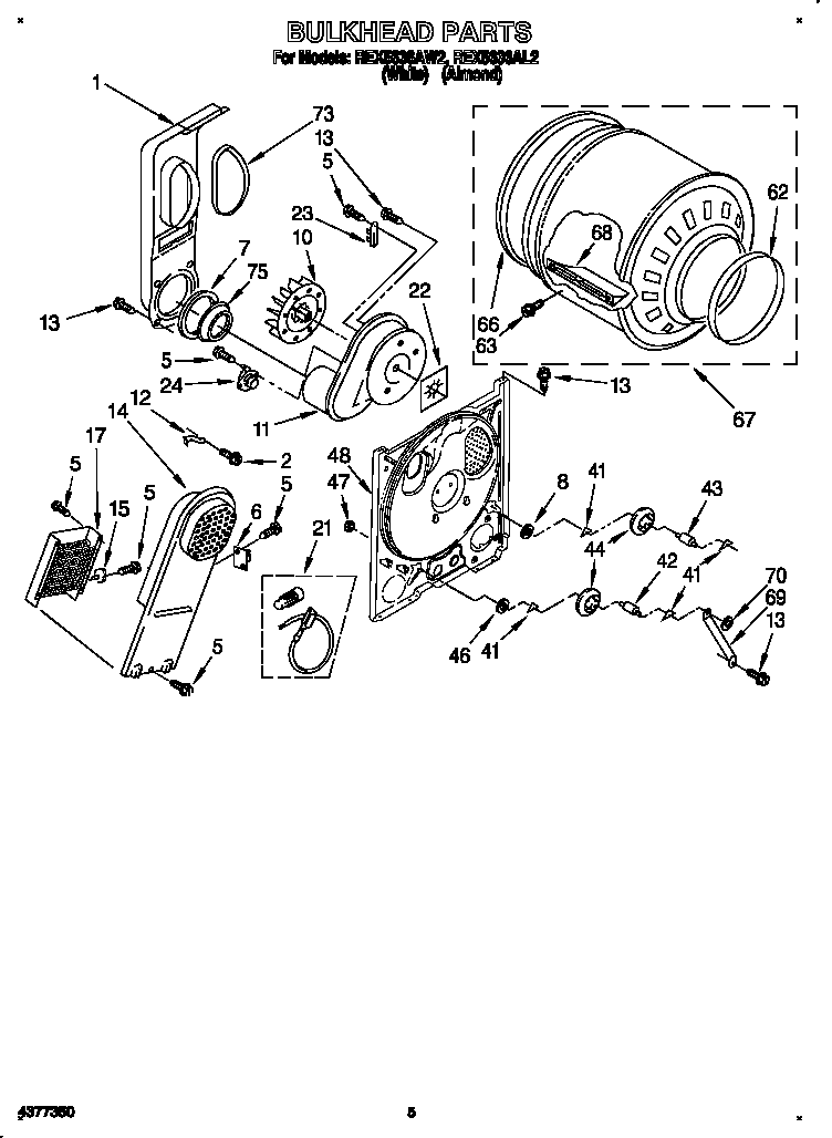Roper REX5636AL2 bulkhead diagram