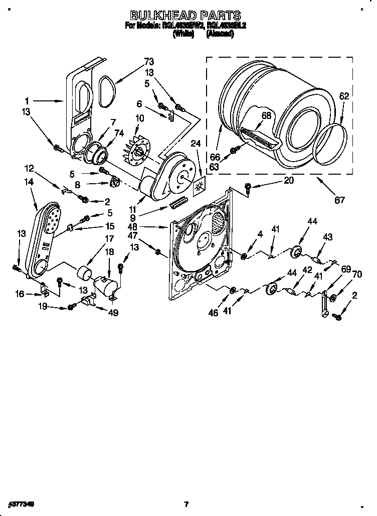 Roper RGL4636BL2 bulkhead diagram