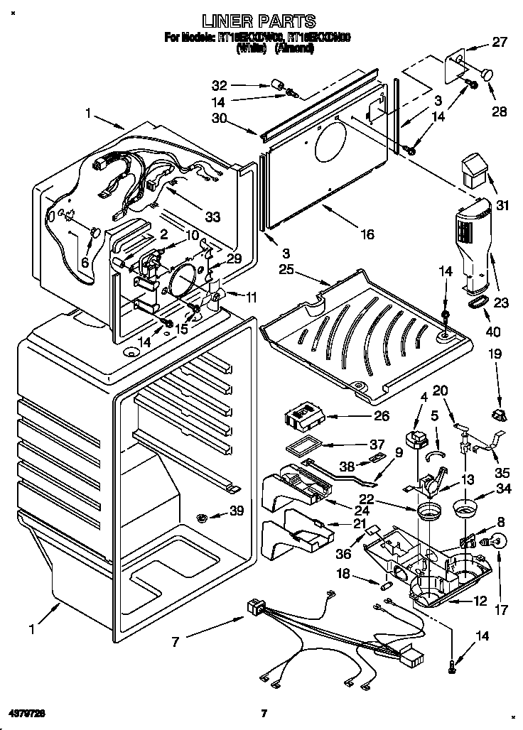 Roper RT18BKXDW00 liner diagram