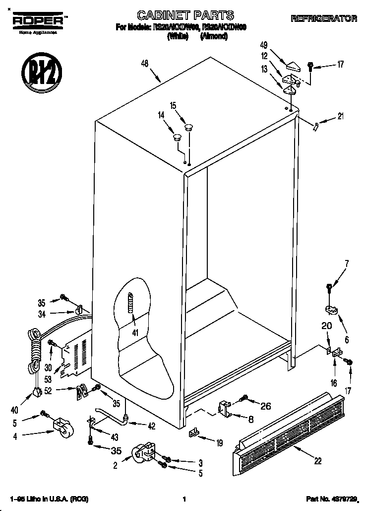 Roper RS20AKXDN00 cabinet diagram