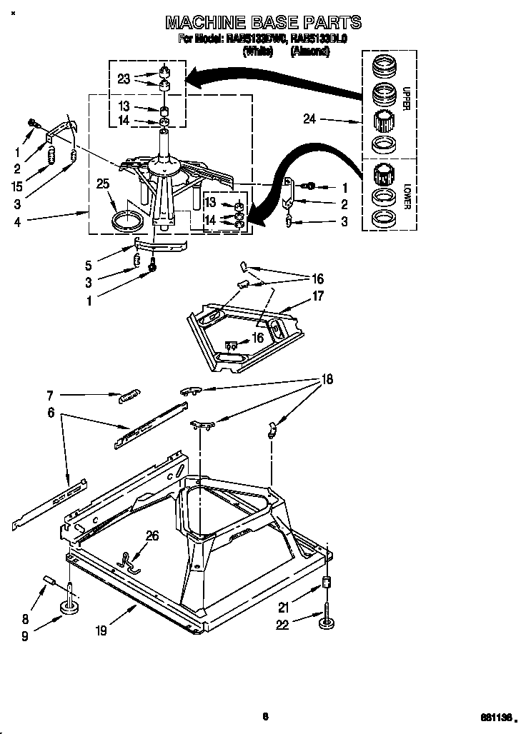 Roper RAB5133DL0 machine base diagram