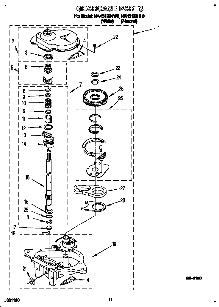 Roper RAB5133DL0 gearcase diagram