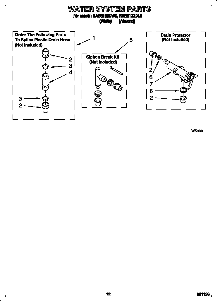 Roper RAB5133DL0 water system diagram