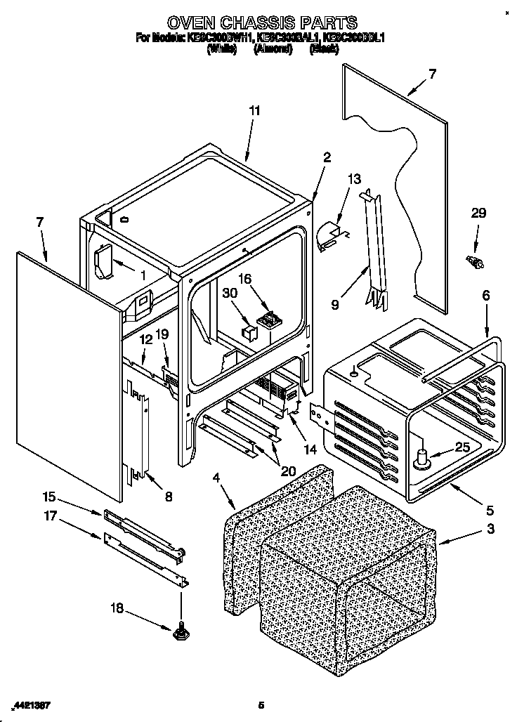 KitchenAid KESC300BBL1 oven chassis diagram