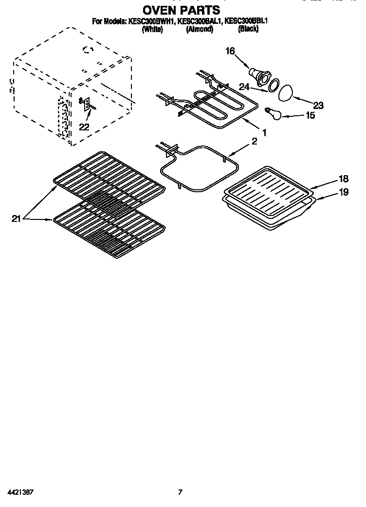 KitchenAid KESC300BBL1 oven diagram