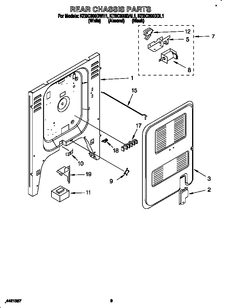 KitchenAid KESC300BBL1 rear chassis diagram