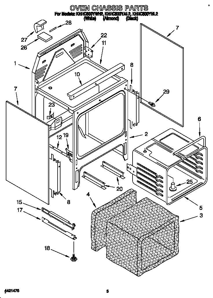 KitchenAid KERC500YAL2 oven chassis diagram
