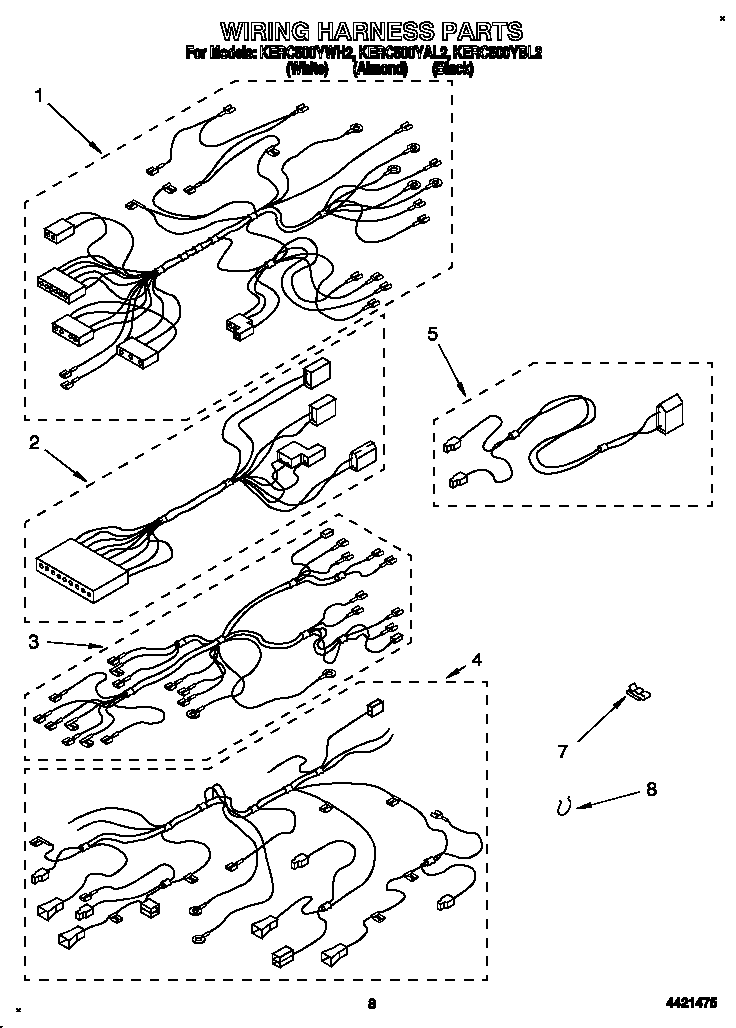 KitchenAid KERC500YAL2 wiring harness diagram