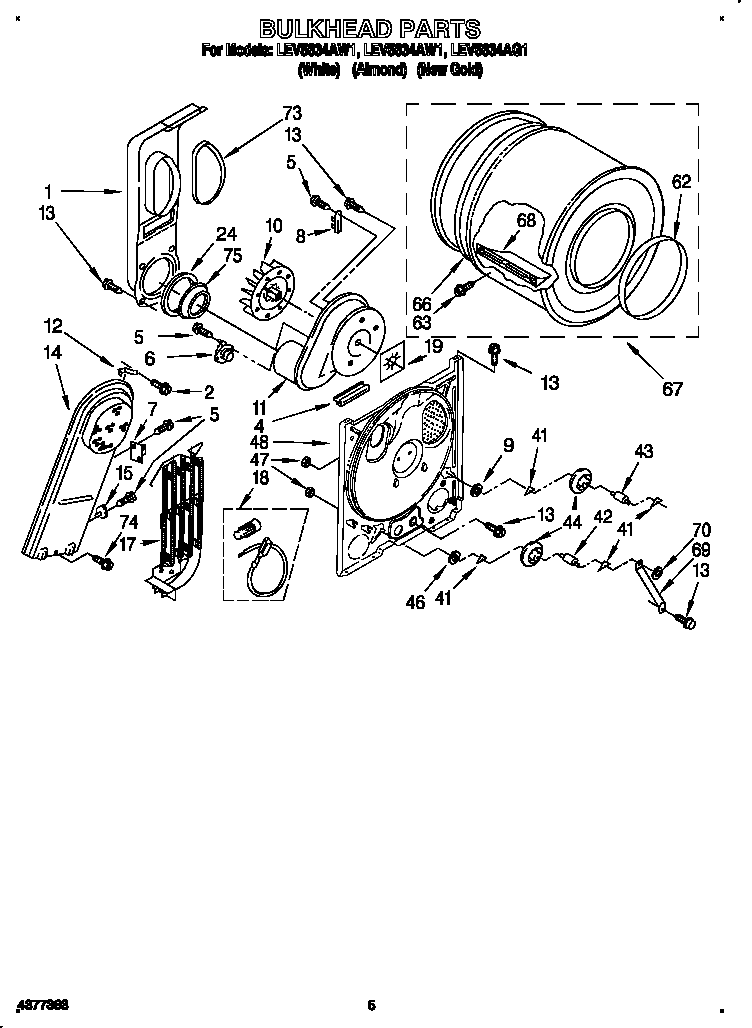 Whirlpool LEV5634AG1 bulkhead diagram