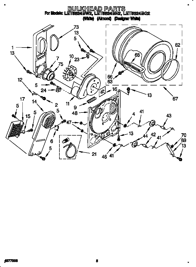 Whirlpool LET5624BN2 bulkhead diagram