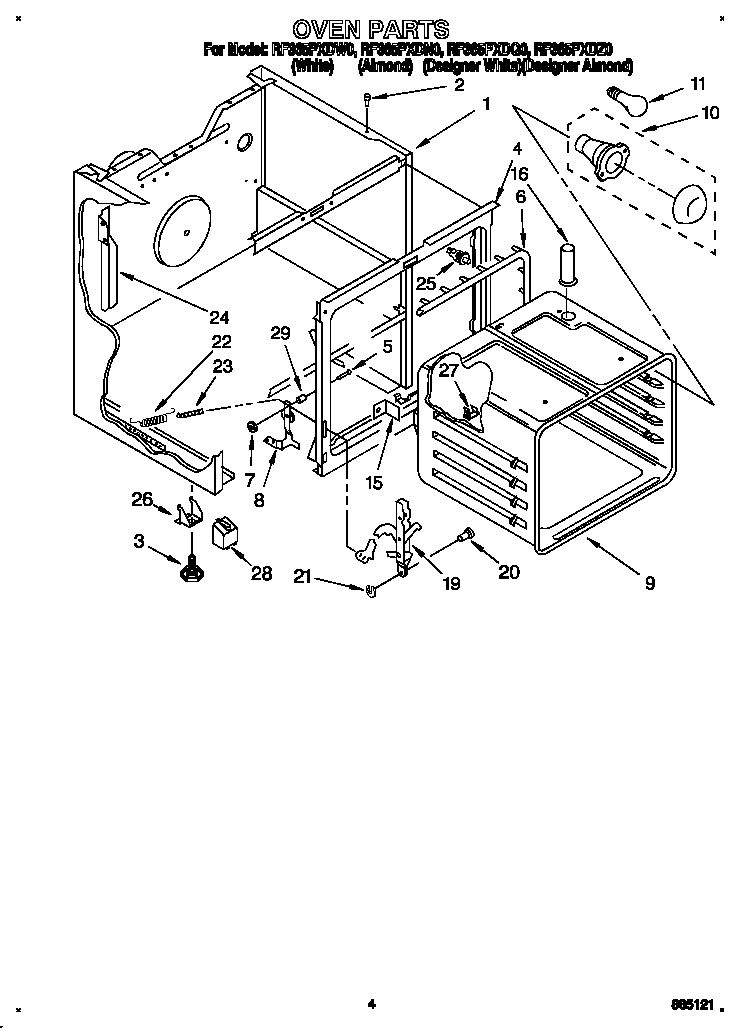 Whirlpool RF365PXDN0 oven diagram