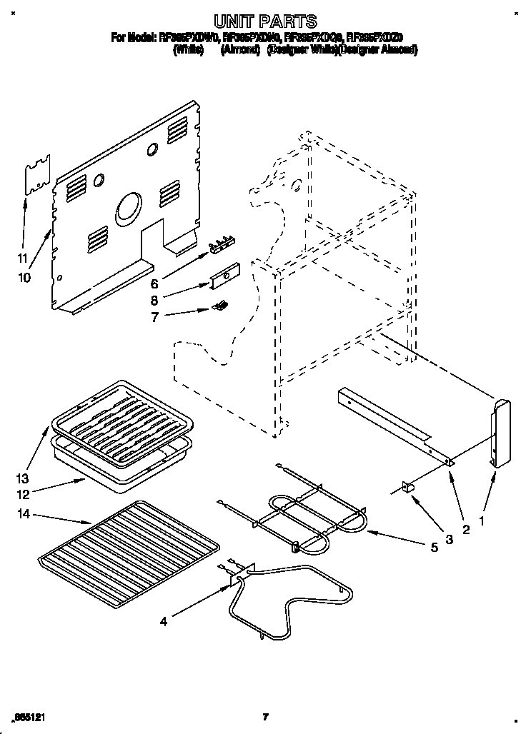 Whirlpool RF365PXDN0 unit diagram