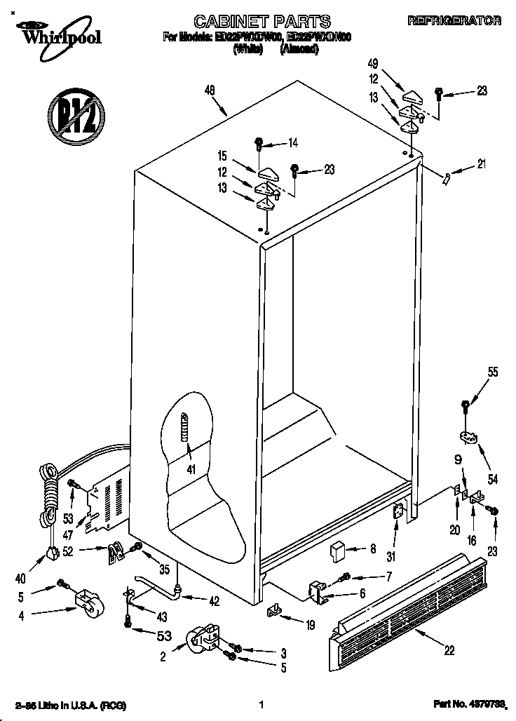 Whirlpool ED22PWXDW00 cabinet diagram