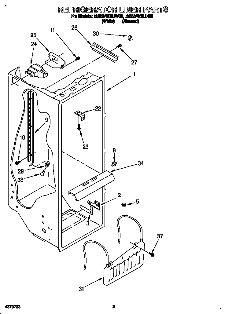 Whirlpool ED22PWXDW00 refrigerator liner diagram